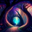 Placeholder: A painting of magical dreamscape with twisted trees in a tunnel of love with pastel colors 4K HD