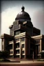 Placeholder: Architectural style for building of India's Intelligence Bureau , make it visibly military and intelligence style at the same time similar to Indian Architecture, use darker colors
