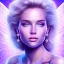 Placeholder: portrait of a beautiful woman with an angel face smiling, pink and blue dress, jewels, soft light aura