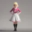 Placeholder: A very cute girl full body,wearing a short skirt,with blonde hair with a fade of light pink,sailor uniform,full round face,teenage girl