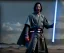 Placeholder: Star wars animation, Keanu reeves, samurai robe, holding lightsaber, hands, wrist gauntlets