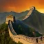 Placeholder: The Great Wall of China, sunset rainbow, waterfall