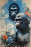 Placeholder: mugshot, Planet of the Apes, blue, large, floral designs, atmospheric, beautiful, China Doll, oil painting by Frank Frazetta