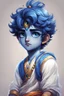 Placeholder: Krishna, cute boy, big eyes, blue skin, very cute, charming boy, nice hairdress, anime style