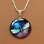 Placeholder: necklace with a simple, elegant design featuring a single, shimmering polyester in dragonfly pendant