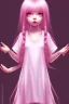 Placeholder: Loli wearing long nightgown, hands behind back, wholesome, innocent, long pink hair, tilted head