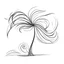Placeholder: A black and white cute drawing of a WIND, only outline, white background