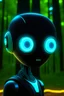 Placeholder: cute tron neon robot head with monocle, adorable cute chat robot with short punk hair and real human reflective eyes, tron forest world, its such a perfect day, motion blur, smoke, 8k, downlight, soft light, depth of field, photorealism, trending on art station, lotsa detail