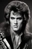 Placeholder: What Elvis Presley would look like if he were in a 1980s, big hair, glam rock band that wears facial makeup and crazy costumes