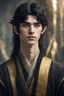 Placeholder: young male elven of seventeen years old, golden eyes and straight black hair, dressed in ancient cloth