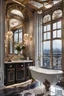 Placeholder: An elegant bathroom in the style of Art Nouveau with a luxurious ambiance and a view.