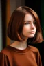 Placeholder: A girl with chestnut color hair and bob haircut