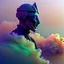 Placeholder: smoke plumes, clouds, smog, city scape with pollution, robot, double exposure photography, colourful nature, clean sharp focus, on white background, Fractal Geometry buildings, sacred geometry