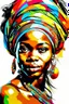 Placeholder: colorful picture handdraw of beautifull african girl front face