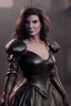 Placeholder: Young Sandra Bullock as evil queen in black leather gown, angry, busty, curvey, cleavage, unreal 5, octane render,cinema4d, dynamic lighting, dramatic lighting, 4k, redshift render, highly detailed, hyper realistic