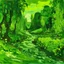 Placeholder: A lime green jungle with a toxic river painted by Vincent van Gogh