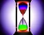 Placeholder: transparent hourglass at night, glowing hourglass