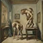 Placeholder: a chimera in a subliminal room, a chimera in a subliminal room, depicted by balthus