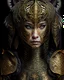 Placeholder: Beautiful tiger animal h és addressed woman portrait adorned with metallic filigree decadent voidcore shamanism costume armour and headress decadent gothic maljsian style organic bio spinal ribbed detail of extremely detailed maximálist hyperrealistic portrait art