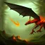 Placeholder: Fire dragon flying over a forest