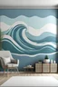 Placeholder: Craft a hand-painted mural featuring a whimsical pattern of wavy rectangles, evoking the tranquil beauty of ocean waves, with a cool and soothing color palette