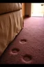 Placeholder: cheap motel room floor, furniture leg imprints in carpet, showing that furniture had been moved