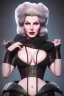 Placeholder: Lana Turner as evil queen in black leather, leather, busty, cleavage, angry, stern look. character design by cory loftis, fenghua zhong, ryohei hase, ismail inceoglu and ruan jia. unreal engine 5, artistic lighting, highly detailed, photorealistic, fantasy