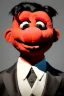 Placeholder: Waist up muppet Portrait, Kim Jong-un muppet doll, black suit, photo studio, red background, unreal engine 5, concept art, art station, god lights, ray tracing, RTX, lumen lighting, ultra detail, volumetric lighting, 3d.