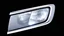 Placeholder: vehicle headlight(with chrome trim) on black background, add details and inner glow