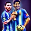 Placeholder: Lionel Messi und diego armando maradona halten gemeinsam in einem Station den Worldcup in der Hand, Fußball, stadion, viele menschen, perfect quality, argentinien