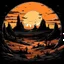Placeholder: desert landscape with a solar eclipse drawn in the art style of Darkest Dungeon