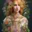 Placeholder: full body portrait,"Insanely detailed photograph of a beautiful germanic vestal sacral priest, pretty face, highly intricate dress,colorful flowers in hair,elegant, highly detailed hair, digital painting, artstation, concept art, smooth, sharp focus, illustration, art by artgerm and greg rutkowski and alphonse mucha, 8 k