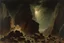 Placeholder: Stormy night, rocks, new age and philosophic influence, trascendent infinite, epic, mountains, ernest welvaert, walter leistikow, and hans am ende impressionism paintings