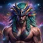 Placeholder: quetzalcoatl, Serpiente Emplumada, FIGHTER, FREE WRESTLING , WARRIOR MAN, PRETTY EYES highly detailed face, multicolored eyes , multicoloured hair, long hair, STARS GALAXY background, 4k, high resolution, CONCEPTUAL ART, CINEMATIC, PHOTO HD, MYSTIC, GHOTIC ART, FULL BODY STRONG LIKE GLADIATOR, BIG LONG WINGS METAL CYBER, HIG RESOLUTION, TRON STYLE