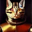 Placeholder: oil painting of a beautiful symmetrical cat with armor, XV century, by El Bosco, Leonardo da Vinci, Goya 8k