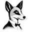 Placeholder: A Duke with a beautiful, quiet, black fox head, a simple, clear drawing.