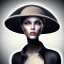 Placeholder: a woman's hat that is also a radio antenna