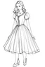 Placeholder: Outline art for coloring page OF 1945 MARY JANE DRESS FOR GIRLS, coloring page, white background, Sketch style, only use outline, clean line art, white background, no shadows, no shading, no color, clear