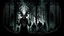 Placeholder: dark ritual black mass dj in dark forest people skulls occultism blasphemy