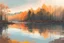 Placeholder: Near the Cross, autumn, golden hour, forest, lake, reflections, peaceful, at dawn by atey ghailan, A soft-focus image of morning casting a warm glow, created in inkwash and watercolor, art style of Olivier Coipel, HACCAN, illustrator 由良 Yura, 山田章博 Yamada Akihiro, 四々九 Yoshiku, GANMO＃, highly detailed, gritty textures,