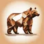 Placeholder: silhouette of a brown bear, letterpress style 2d lowpoly lookalike, minimalistic high contrast pencil art