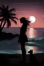 Placeholder: A writer sees the silhouette of a woman he loves in front of the sea at night