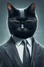 Placeholder: Black cat wearing a suit and tie and wearing shades