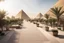 Placeholder: urban design tourist walkway in eygpt with the pyramids , modern street seating , planters