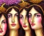 Placeholder: Realistic detailed face portrait of The goddess of beauty, goddess of spell and goddess of joy. "The Three Graces"