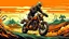 Placeholder: western wallpaper, bike rider riding big bikes illustration