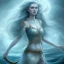 Placeholder: norse goddess of sea, Ran, blue hair, blue dress, ocean, storm