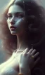 Placeholder: porno model , cute, beautiful, long hair, wavy hair, curly hair، black eyes, head and shoulders portrait, cinematic, 8k, resolution concept art portrait by Greg Rutkowski, Artgerm, WLOP, Alphonse Mucha dynamic lighting hyperdetailed intricately detailed