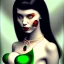 Placeholder: oil Portrait of adult busty beautiful Vampirella with big green sad eyes looking to viewer, nose piercing,with ruby necklace by Jean Auguste Dominique Ingres 8k