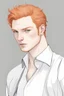 Placeholder: dark, but full color face portrait of very pale, redhead ginger human male somewhat handsome in a different sort of way.